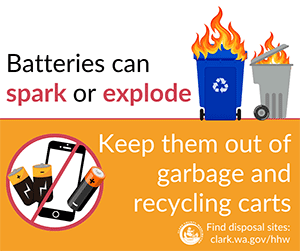 keep batteries out of garbage sign